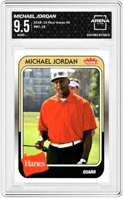 Graded Michael Jordan Fleer Hanes baseball trading card from 2018 Fleer Hanes Michael collection