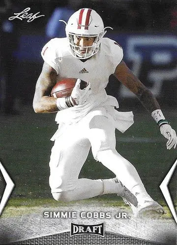 Original gloss football player card featuring Simmie Cobbs from Leaf Draft 2018