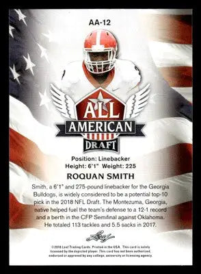 2018 Leaf Draft #AA-12 Roquan Smith All American Gold - Football Card Single