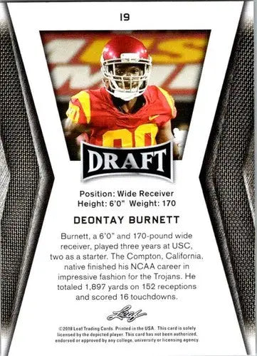 2018 Leaf Draft Gold #19 Deontay Burnett NM-MT - Football Card Single