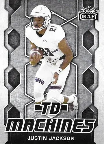 Justin Jackson football card from 2018 Leaf Draft TD Machines series with original gloss