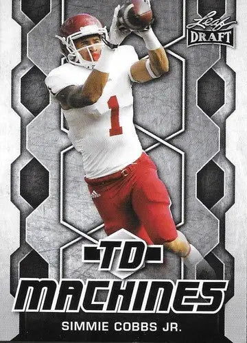 Original gloss Football trading card from Leaf Draft TD Machines series featuring Simmie Cobbs Jr