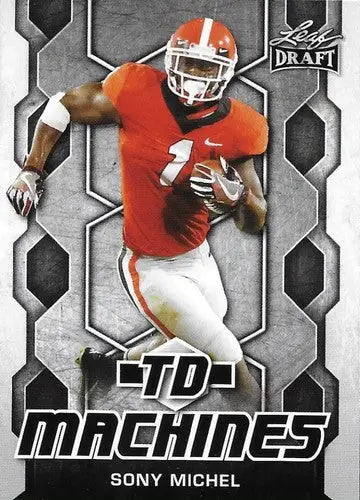 Football trading card featuring Sony Michel from 2018 Leaf Draft TD Machines series