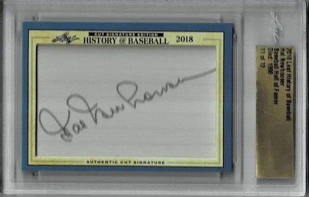 Autographed baseball card from 2018 Leaf Hal Newhouser History HOF Cut Signature edition