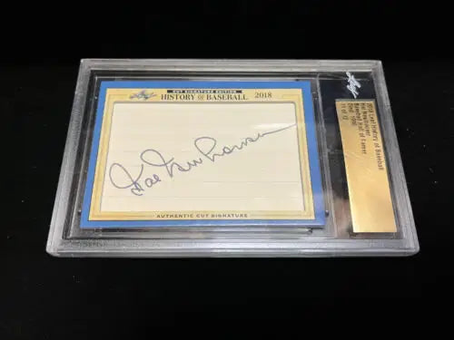 Autographed Leaf Hal Newhouser History baseball card in protective case HOF cut signature