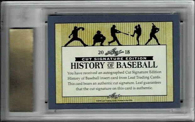 Baseball card in protective case for 2018 Leaf Hal Newhouser HOF Cut Signature edition