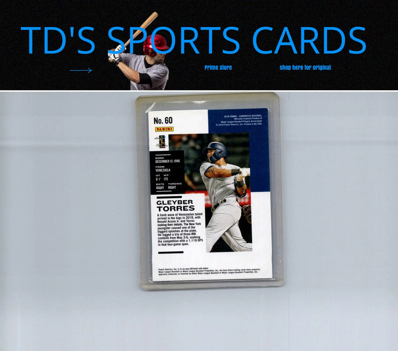 Gleyber Torres baseball card 2018 Panini Chronicles Press Proof #/299