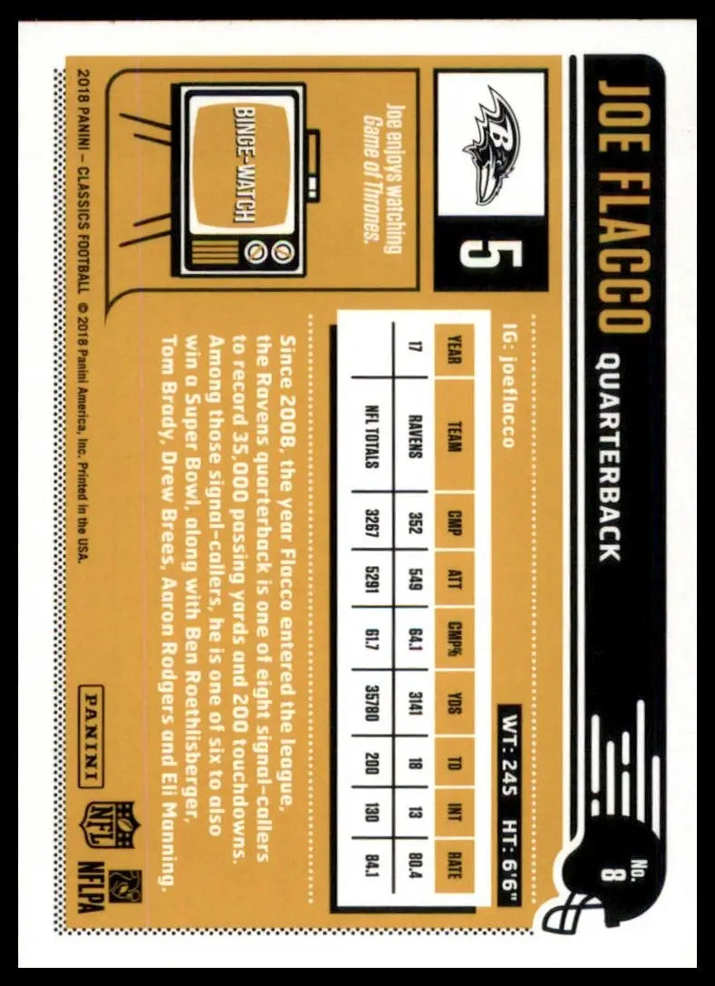 2018 Panini Classics - Joe Flacco #8
