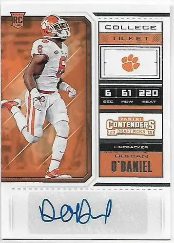 2018 Panini Contenders Draft Picks College Ticket #146 Dorian O’Daniel NM-MT Aut - Football Card Single