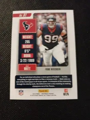 2018 Panini Contenders - J.J. Watt #61. Houston Texans. NRMT+ - Football Card Single