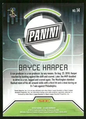 2018 Panini Cyber Monday Bryce Harper #14 Baseball - Baseball Card Single