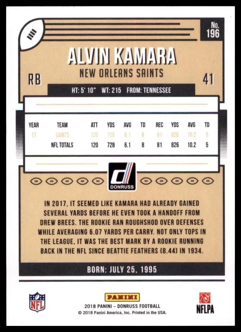 2018 Panini Donruss - Alvin Kamara #196