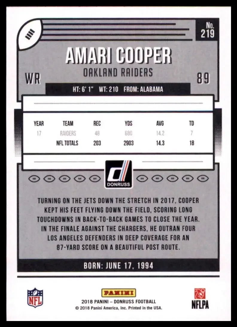 2018 Panini Donruss - Amari Cooper #219
