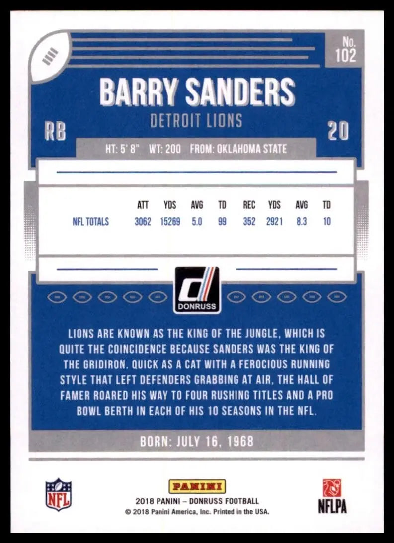 2018 Panini Donruss - Barry Sanders #102