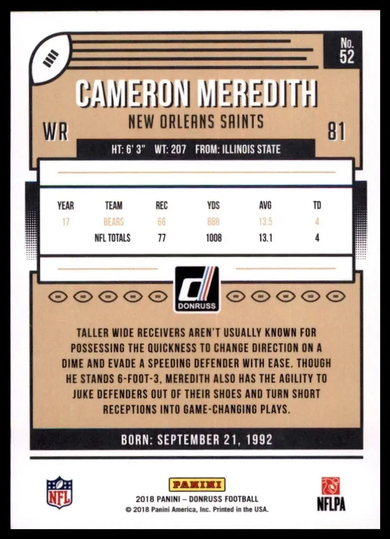 2018 Panini Donruss - Cameron Meredith #52