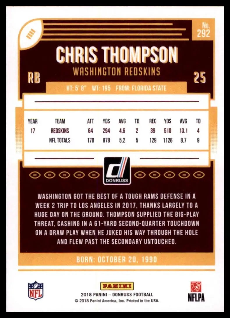 2018 Panini Donruss - Chris Thompson #292