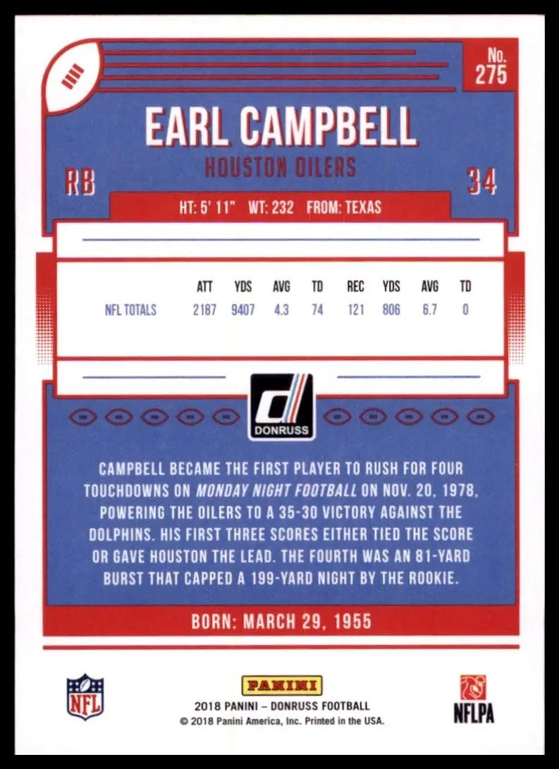 2018 Panini Donruss - Earl Campbell #275