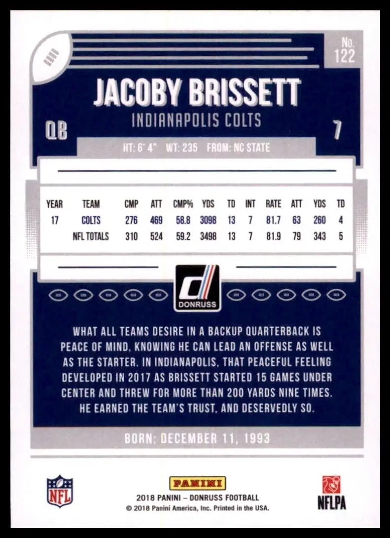 2018 Panini Donruss - Jacoby Brissett #122