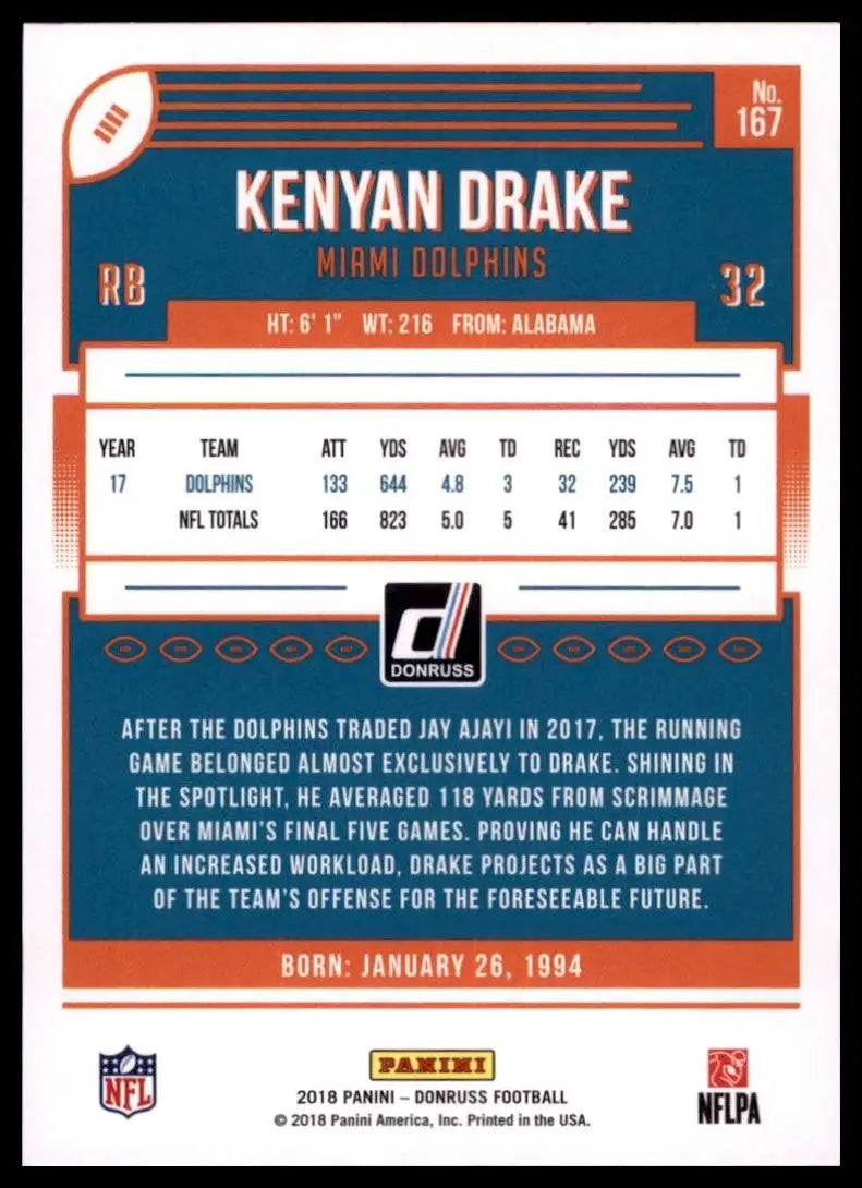2018 Panini Donruss - Kenyan Drake #167