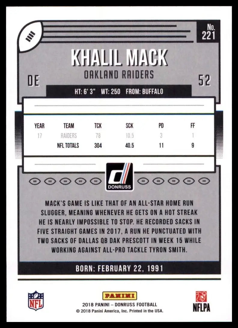 2018 Panini Donruss - Khalil Mack #221