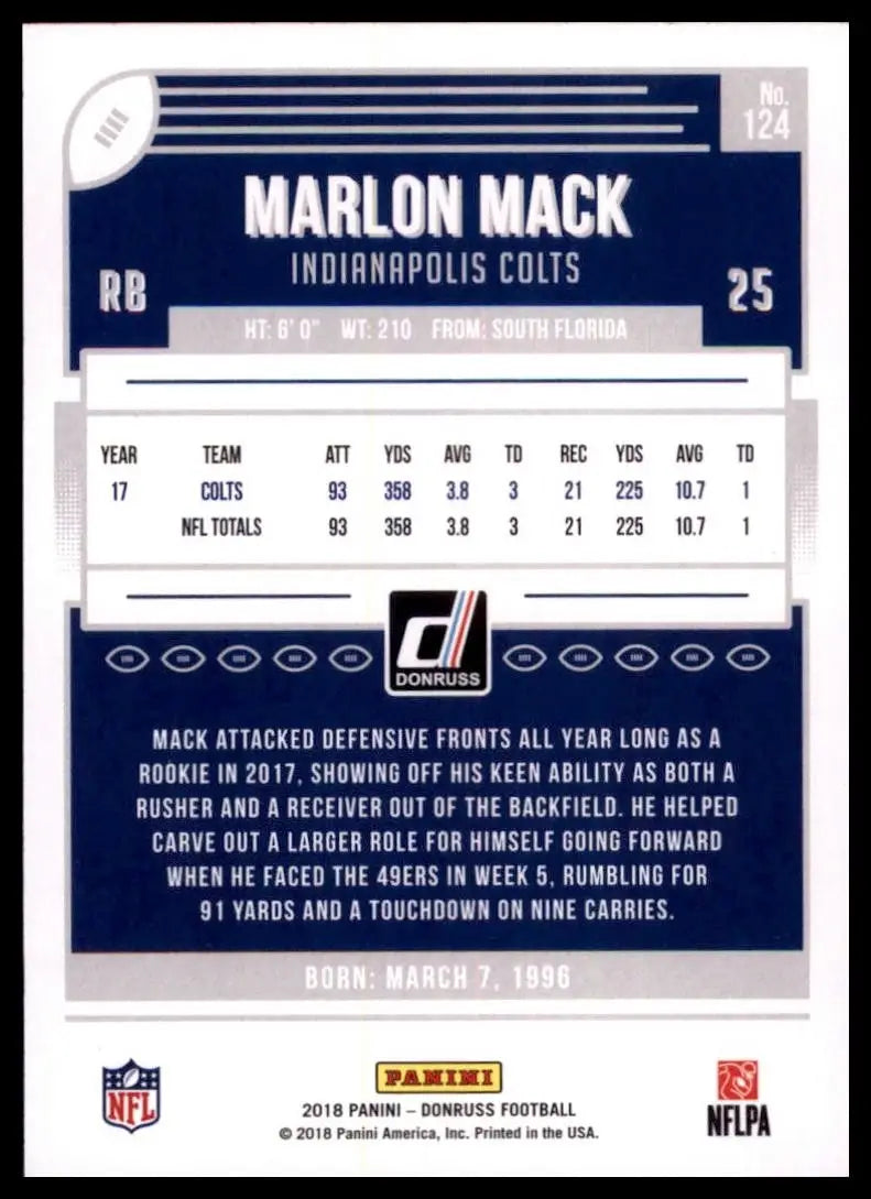 2018 Panini Donruss - Marlon Mack #124