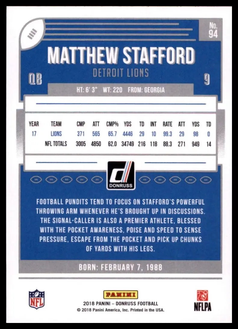 2018 Panini Donruss - Matthew Stafford #94