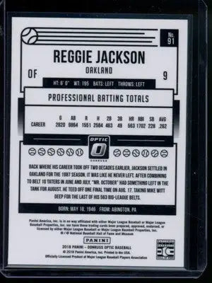 2018 Panini Donruss Optic Reggie Jackson #91 Baseball - Baseball Card Single