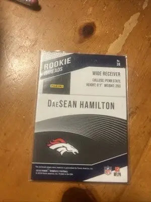 DaeSean Hamilton rookie card Panini Donruss Player Worn Patch 2018 Donruss