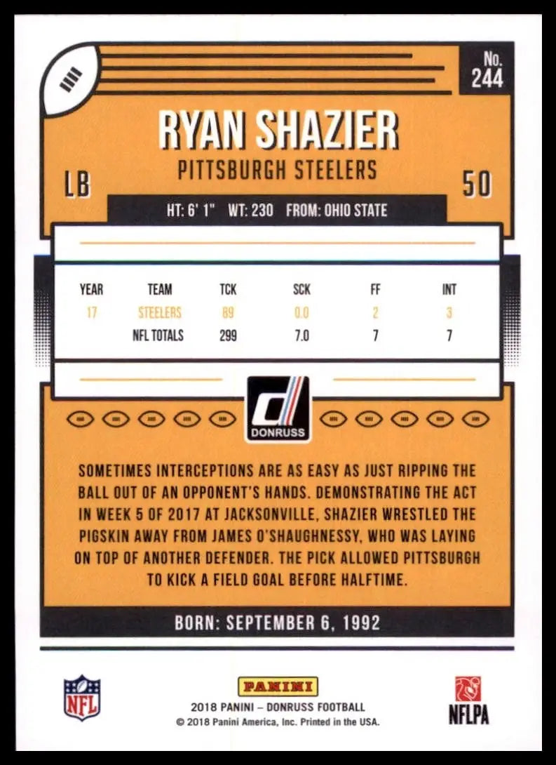 2018 Panini Donruss - Ryan Shazier #244