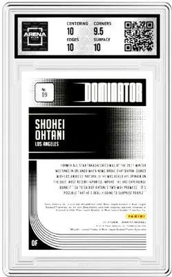 Graded Panini Donruss Shohei Ohtani baseball card with high centering and surface scores