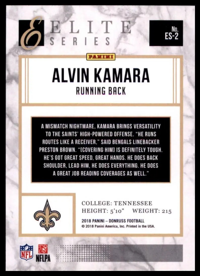2018 Panini Donruss - The Elite Series Alvin Kamara #ES-2