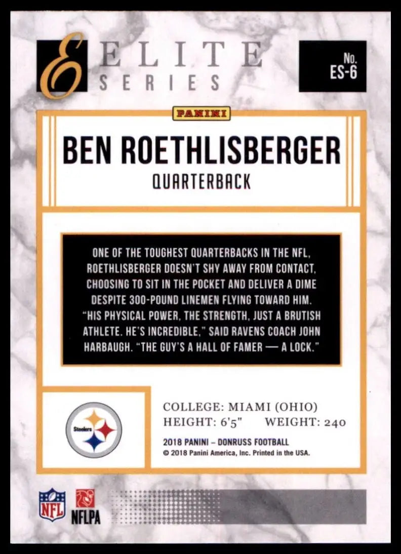 2018 Panini Donruss - The Elite Series Ben Roethlisberger #ES-6