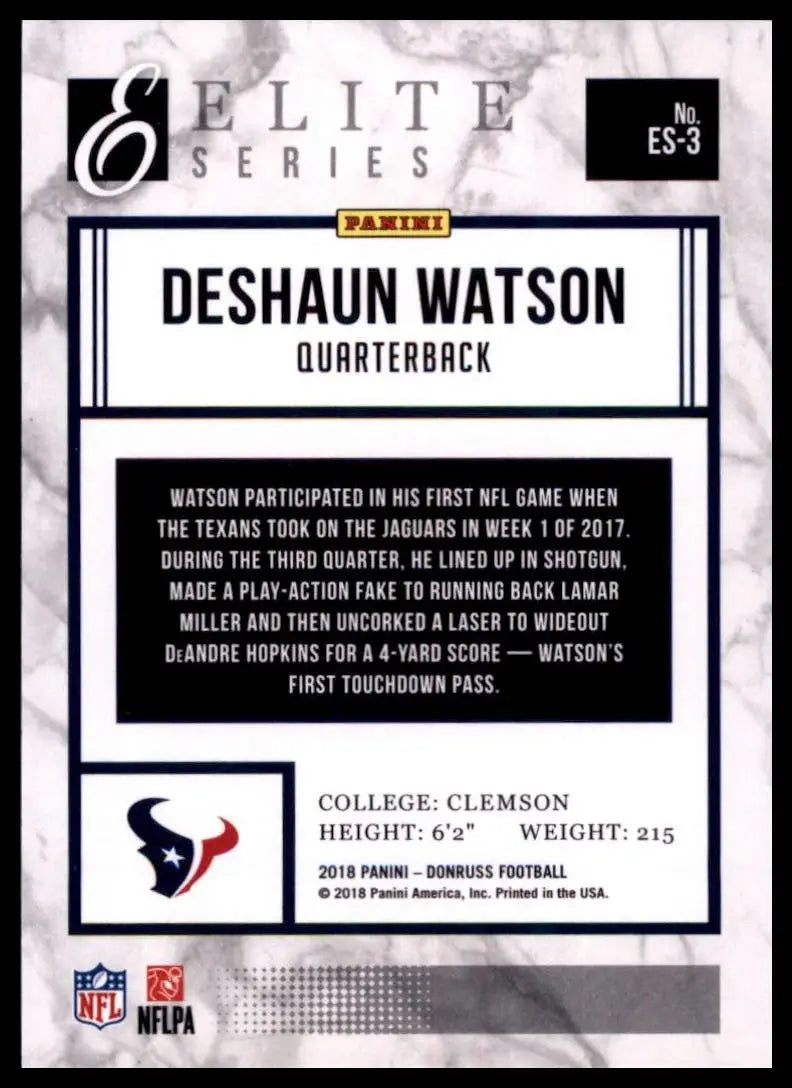 2018 Panini Donruss - The Elite Series Deshaun Watson #ES-3