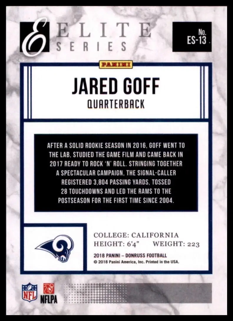 2018 Panini Donruss - The Elite Series Jared Goff #ES-13