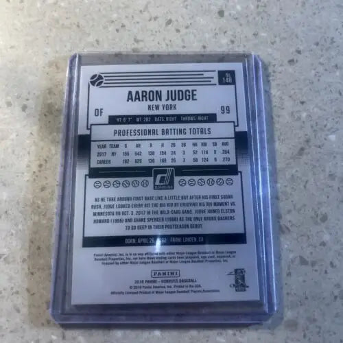 Aaron Judge 2018 Panini Donruss Variations ROY Batting #148 sports trading card