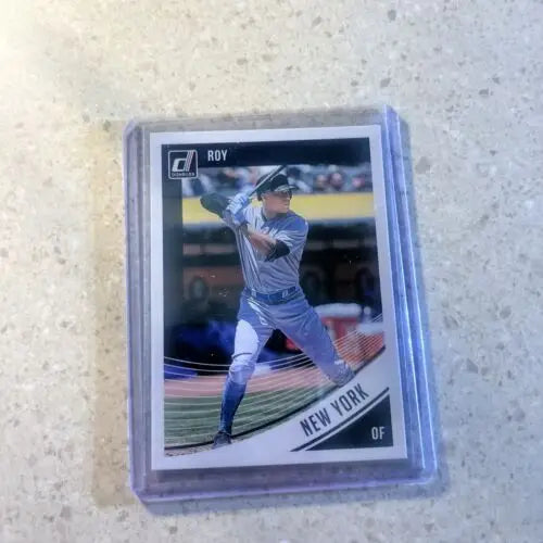 Baseball card in protective case - 2018 Panini Donruss Variations ROY Aaron Judge