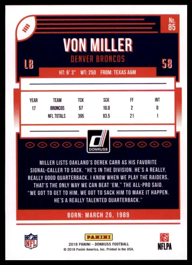 2018 Panini Donruss - Von Miller #85