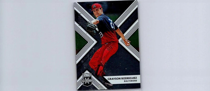 Grayson Rodriguez baseball card from 2018 Panini Elite Extra Edition #/999
