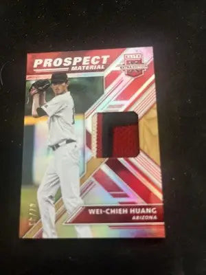Wei-Chieh Huang baseball card from Panini Elite Extra Edition Prospect Materials /49