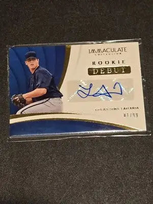 2018 Panini Immaculate Collection Lucas Sims Rookie Debut Signatures #/99 - Baseball Card Single