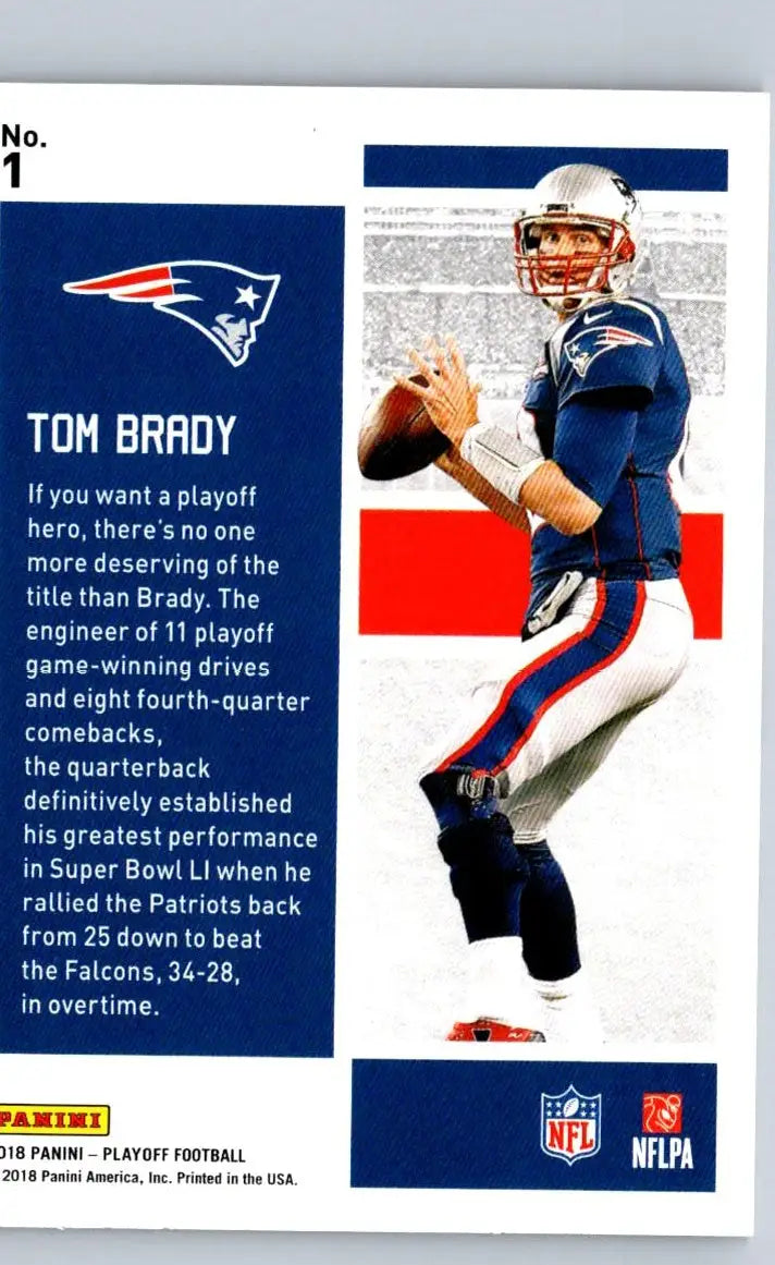 2018 Panini Playoff #1 Tom Brady Playoff Heroes - Football Card Single