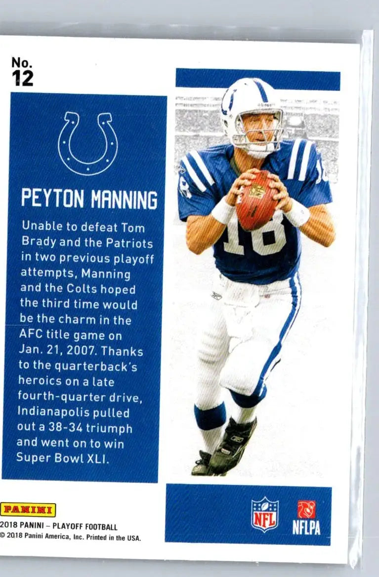 2018 Panini Playoff #12 Peyton Manning Playoff Heroes - Football Card Single