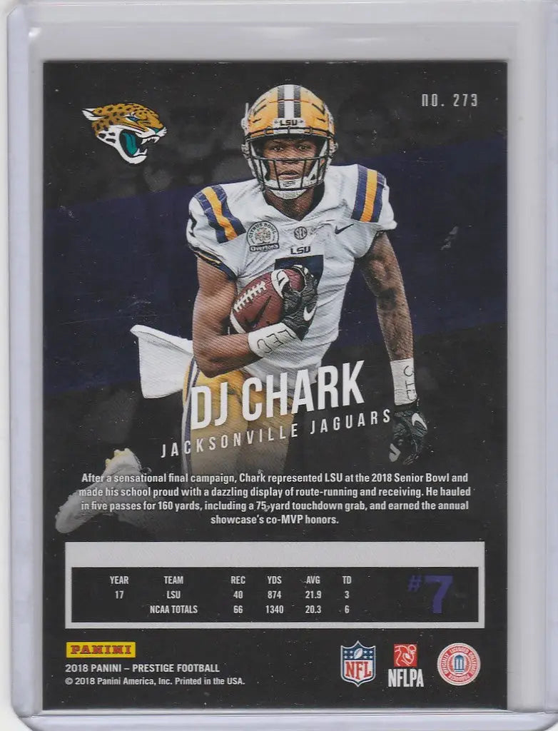 Football trading card of DJ Chark, Jacksonville Jaguars player from Panini Prestige