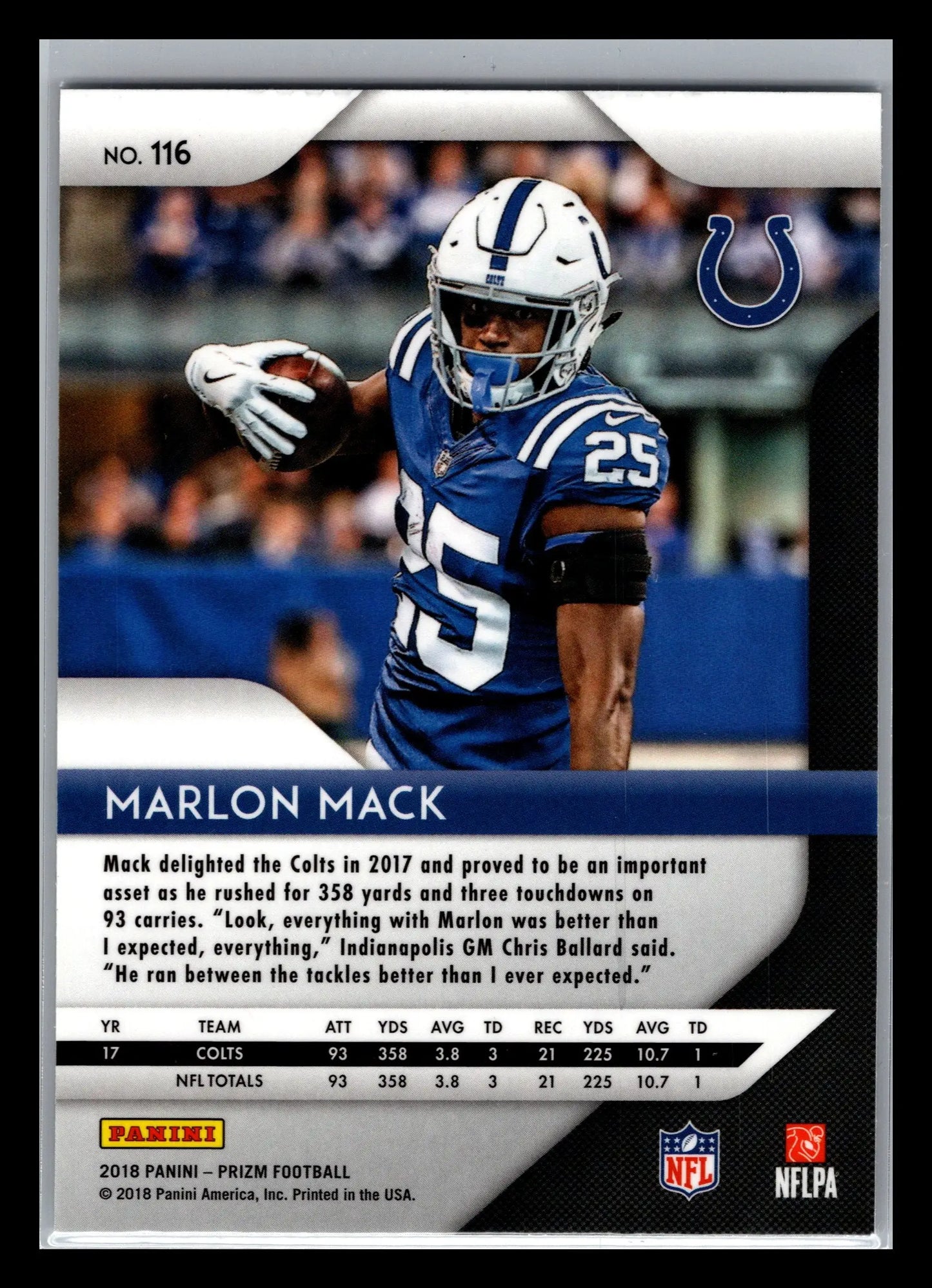 2018 Panini Prizm #116 Marlon Mack Indianapolis Colts - Football Card Single