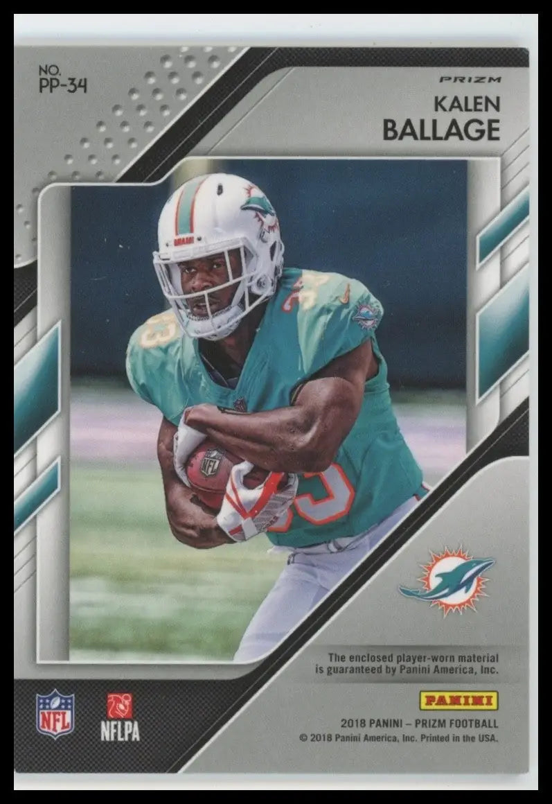 2018 Panini Prizm Premier Jerseys Silver Kalen Ballage #PP-34 Miami Dolphins NFL