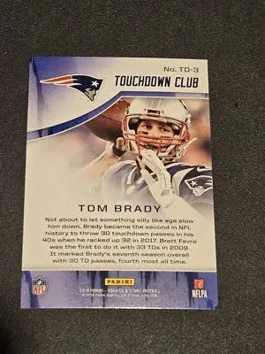 2018 Panini Rookies & Stars #TD-3 Tom Brady Touchdown Club - Football Card Single