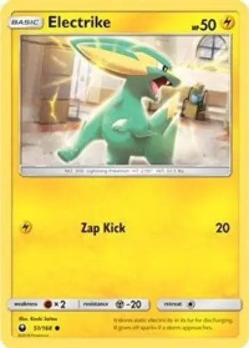 Electrike Pokémon card from 2018 Sun & Moon Celestial Storm collection