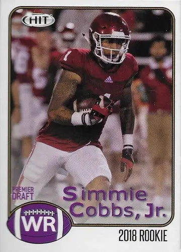 Football trading card from Sage Hit Premier Draft 2018 featuring Simmie Cobbs Jr