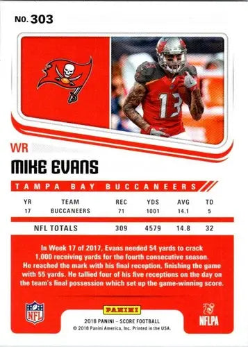 Original gloss Mike Evans football card from 2018 Score #303 Buccaneers by Simply Sandoval
