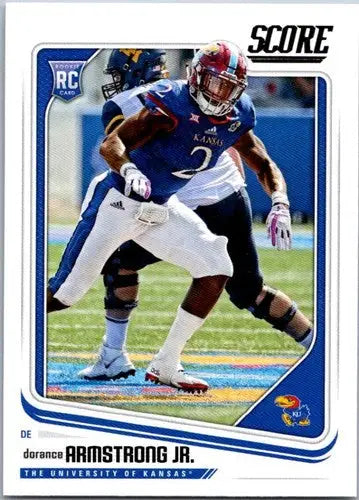 Original gloss football trading card of Dorance Armstrong in blue and white uniform